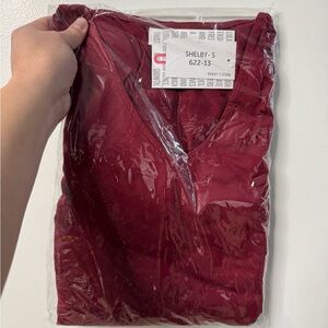 Deep red poncho - V-Neck Top